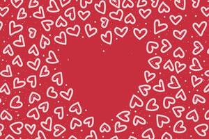 Vector love heart pattern, vector hand drawn Valentine's Day pattern, Valentine's Day background.