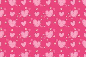 Vector love heart pattern, vector hand drawn Valentine's Day pattern, Valentine's Day background.