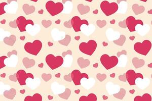 Vector love heart pattern, vector hand drawn Valentine's Day pattern, Valentine's Day background.