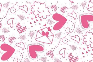 Vector love heart pattern, vector hand drawn Valentine's Day pattern, Valentine's Day background.