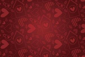 Vector love heart pattern, vector hand drawn Valentine's Day pattern, Valentine's Day background.