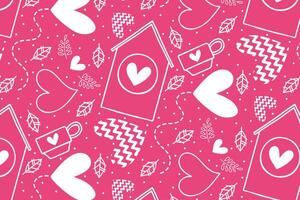 Vector love heart pattern, vector hand drawn Valentine's Day pattern, Valentine's Day background.