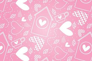 Vector love heart pattern, vector hand drawn Valentine's Day pattern, Valentine's Day background.