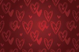 Vector love heart pattern, vector hand drawn Valentine's Day pattern, Valentine's Day background.