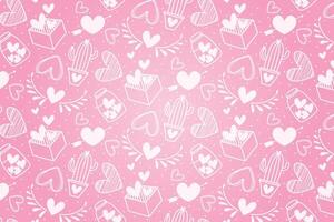 Vector love heart pattern, vector hand drawn Valentine's Day pattern, Valentine's Day background.