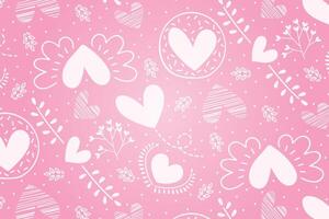 Vector love heart pattern, vector hand drawn Valentine's Day pattern, Valentine's Day background.