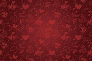 Vector love heart pattern, vector hand drawn Valentine's Day pattern, Valentine's Day background.