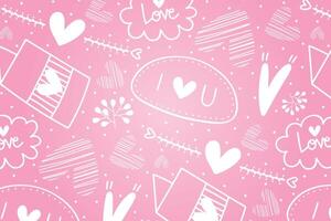 Vector love heart pattern, vector hand drawn Valentine's Day pattern, Valentine's Day background.