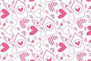 Vector love heart pattern, vector hand drawn Valentine's Day pattern, Valentine's Day background.