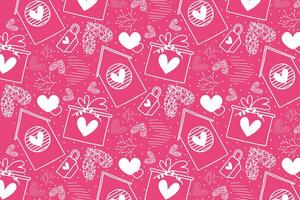 Vector love heart pattern, vector hand drawn Valentine's Day pattern, Valentine's Day background.