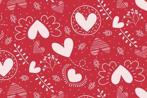 Vector love heart pattern, vector hand drawn Valentine's Day pattern, Valentine's Day background.