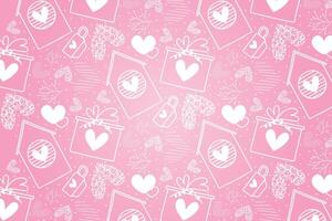 Vector love heart pattern, vector hand drawn Valentine's Day pattern, Valentine's Day background.