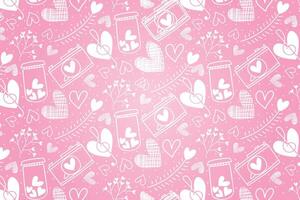 Vector love heart pattern, vector hand drawn Valentine's Day pattern, Valentine's Day background.