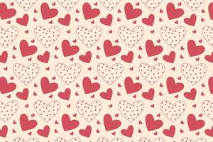 Vector love heart pattern, vector hand drawn Valentine's Day pattern, Valentine's Day background.