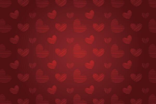 Vector love heart pattern, vector hand drawn Valentine's Day pattern