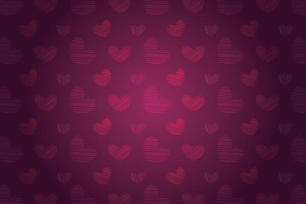Vector love heart pattern, vector hand drawn Valentine's Day pattern