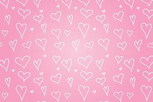 Vector love heart pattern, vector hand drawn Valentine's Day pattern