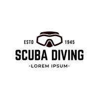 Scuba Diving Vector Logo Design Illustration of Under Water Swimming Equipment