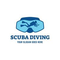 diseño de logotipo de buceo, perfecto para escuela de buceo y diseño de logotipo de aventura bajo el agua vector