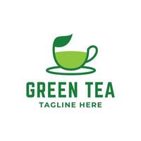 Natural green tea cup for logo design concept editable. vector