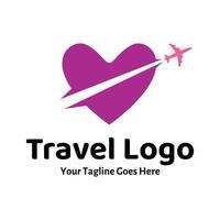 Travel Love Logo, Editable Vector Logo Template Vector. Love Trip Travel Logo Design Template