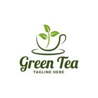 natural verde té taza para logo diseño concepto editable. vector