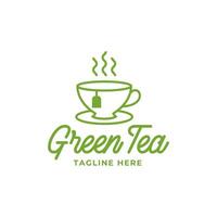 Natural green tea cup for logo design concept editable. vector