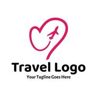 Travel Love Logo, Editable Vector Logo Template Vector. Love Trip Travel Logo Design Template