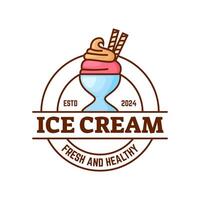 hielo crema logo diseño. hielo crema tienda logo insignias y etiquetas, heladería señales. vector