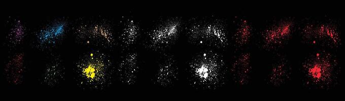 Hand painted realistic abstract colorful splatter grunge vector ink brush set