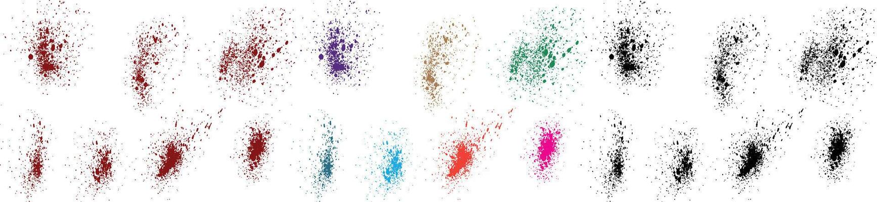 Horror set of splash black, green, red, purple, blue, pink color grunge texture blood illustration background