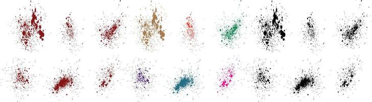 Green, pink, purple, red, black, blue color blood splatter paint grunge brush stroke background collection vector