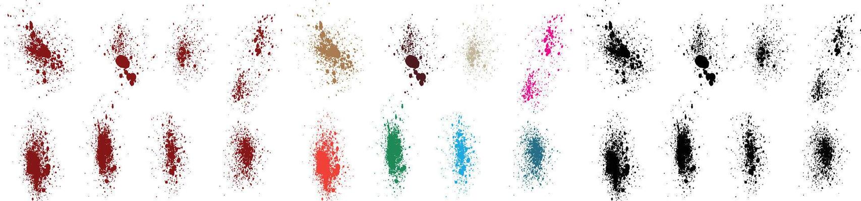 Red horror hand-painted grunge texture red, orange, green, purple, wheat, black color brush stroke blood ink splatter background set