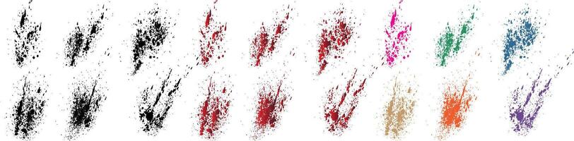 Set of grunge spot black, red, orange, purple, wheat, green color scratch blood claw ink vector stain