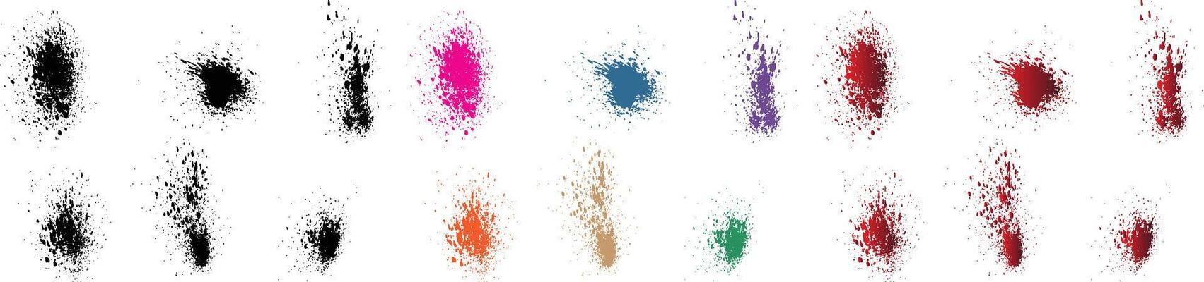 Brushstroke bloody handprint isolated orange, purple, red, wheat, black, green color paint ink vector banner background