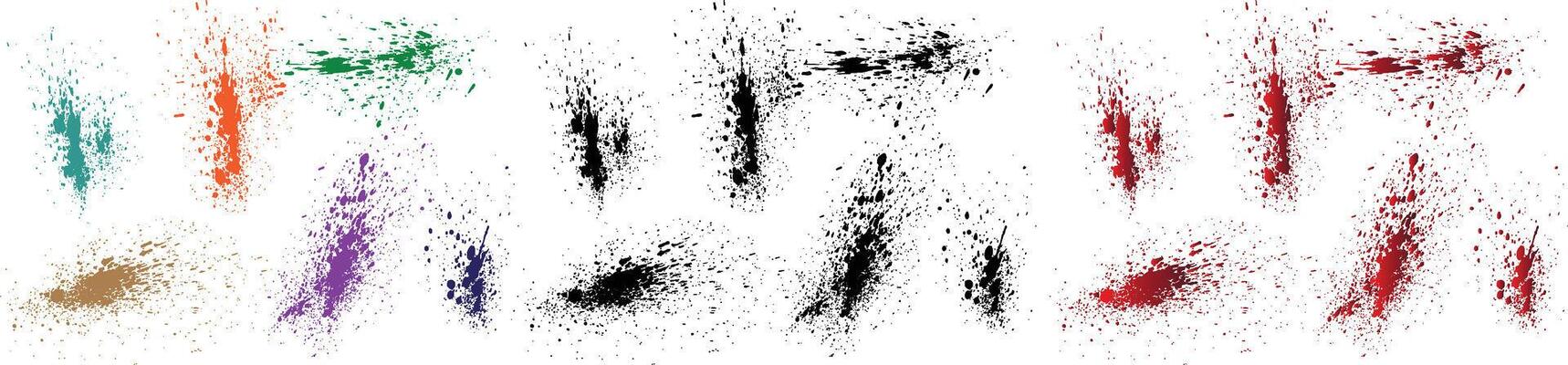Grunge splatter collection of purple, orange, black, red, green, wheat color halloween bloody spot and bleeding red paintbrush box for text