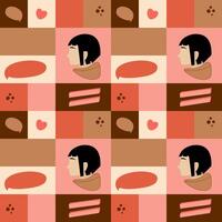 Seamless square pattern with a girl. Great for wrapping paper. vector