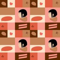 Seamless square pattern with a girl. Great for wrapping paper. vector