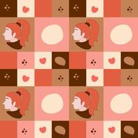 Seamless square pattern with a girl with a ponytail. Great for wrapping paper. vector