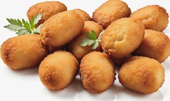 AI generated Traditional spanish fried croquettes background by ai generated photo