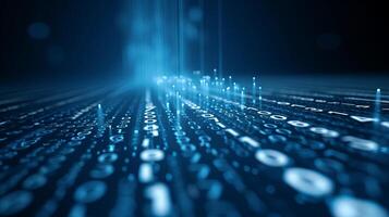 AI generated Complex algorithm graph  dynamic 3d hologram for data analysis and business with copy space photo