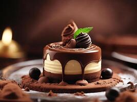 AI generated Close up of chocolate dessert photo