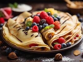 AI generated Crepes with different toppings photo