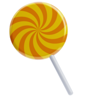 3D yellow lollipop icon on transparent background png