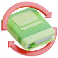3D return book icon on transparent background png