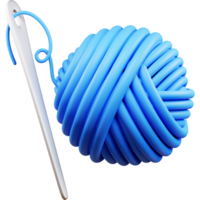 3D yarn and needle icon on transparent background png