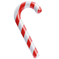 3D candy cane icon on transparent background png