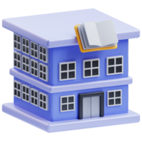 3D library building icon on transparent background png