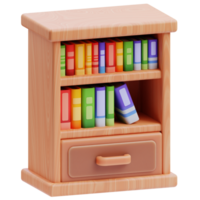 3d estante de livros ícone em transparente fundo png