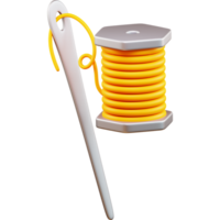 3D thread and needle icon on transparent background png